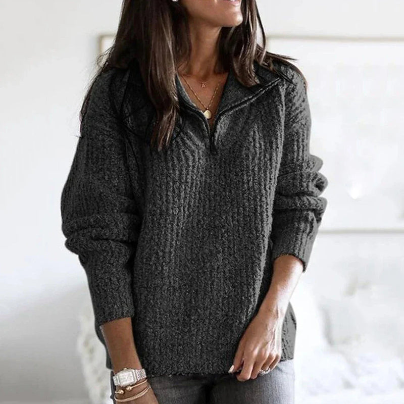Dam Halv-Reißverschluss Pullover Långärmad 4