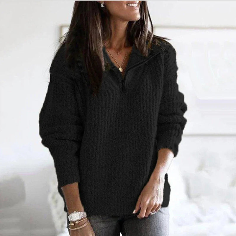 Dam Halv-Reißverschluss Pullover Långärmad 5