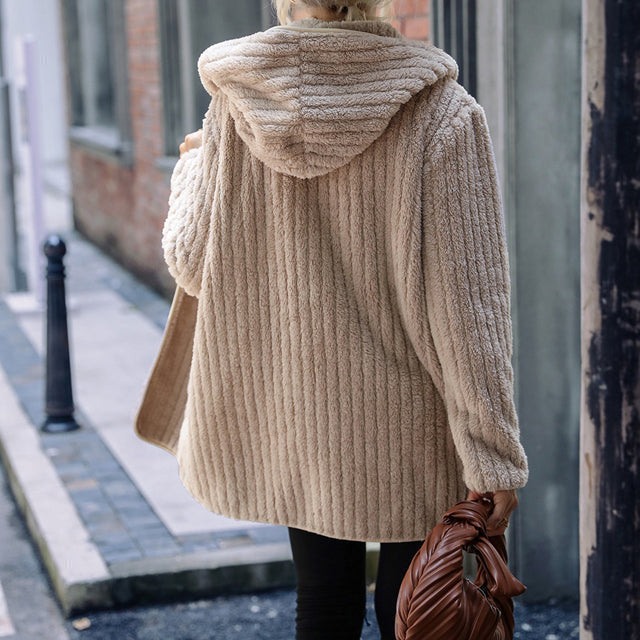 Dam Hoodie Stickad med Huva Avslappnad Design 4