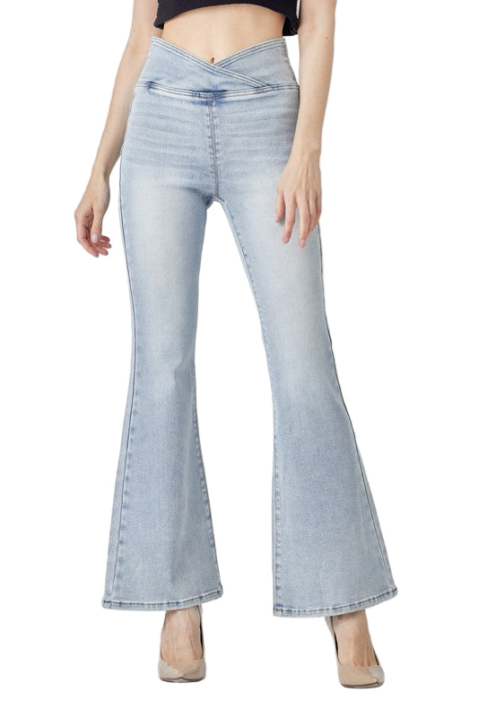 Dam Jeans Hög Midja Flair Ljus Denim 0