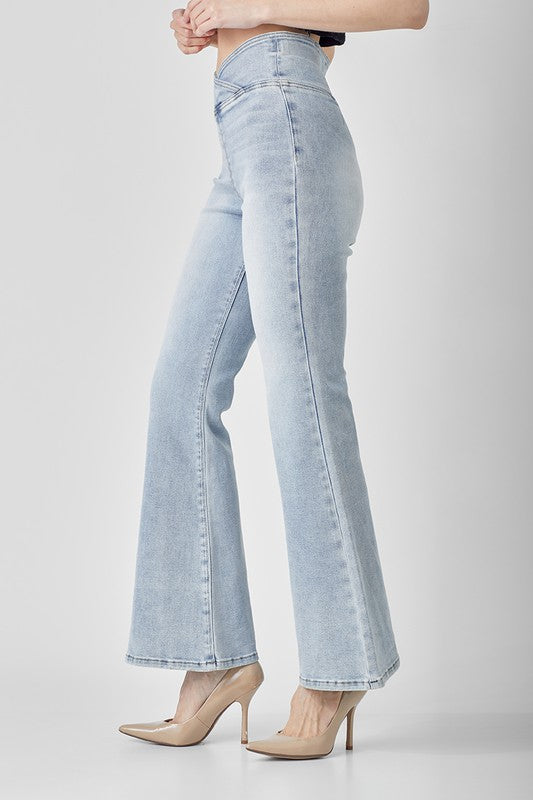 Dam Jeans Hög Midja Flair Ljus Denim 2