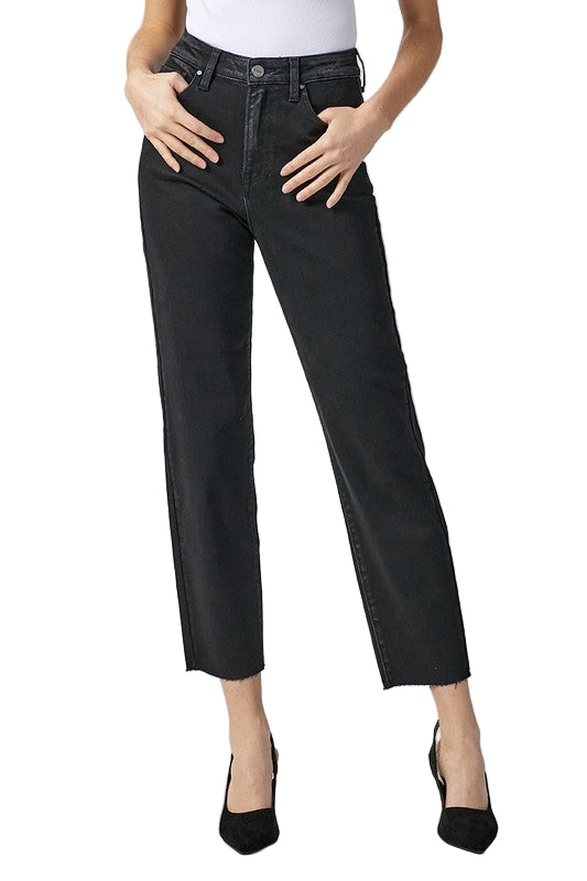 Dam Jeans Hög Midja Mom Fit Tvättad Svart 0