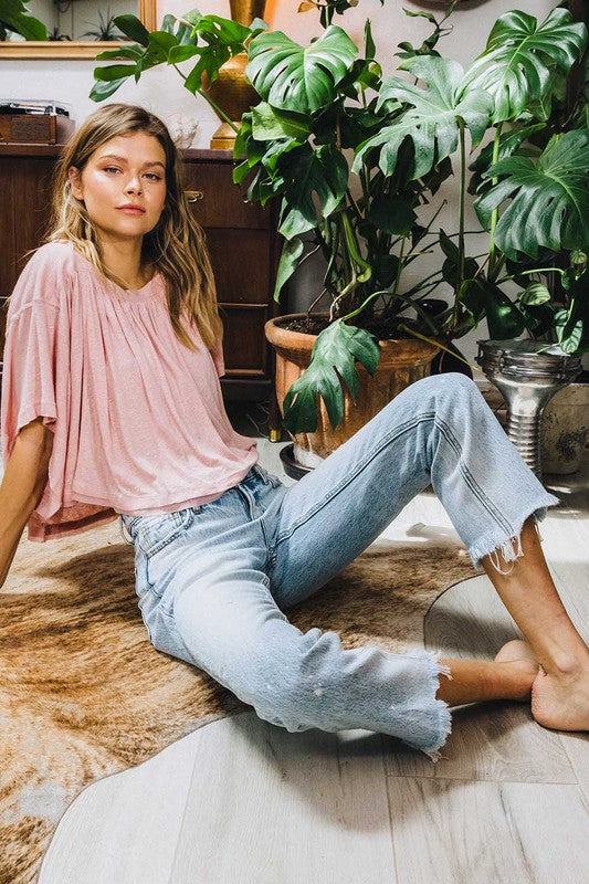 Dam Jeans Hög Midja Raka Ben Ljus Denim 2