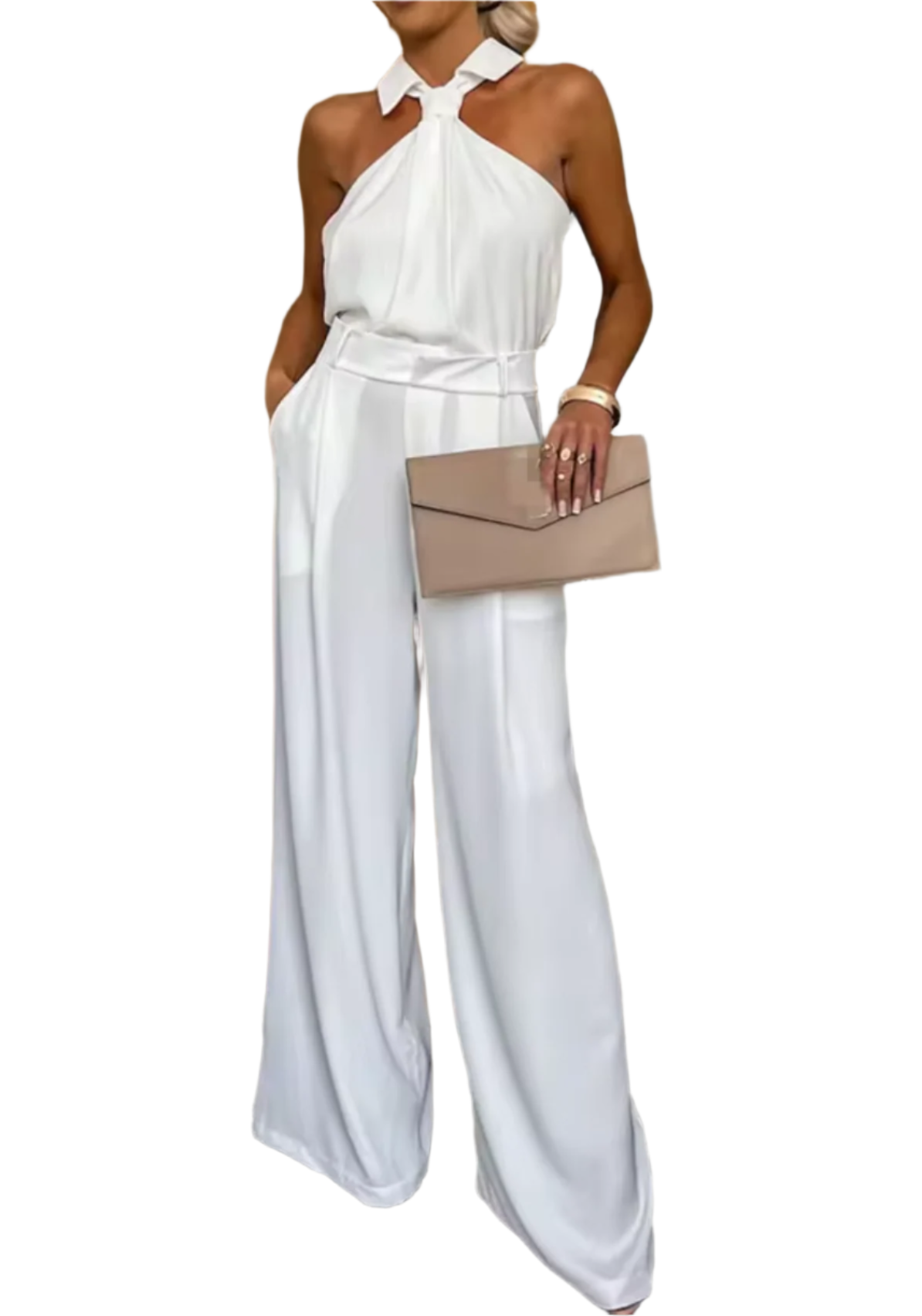 Dam Jumpsuit Hög Hals Bred Ben 0