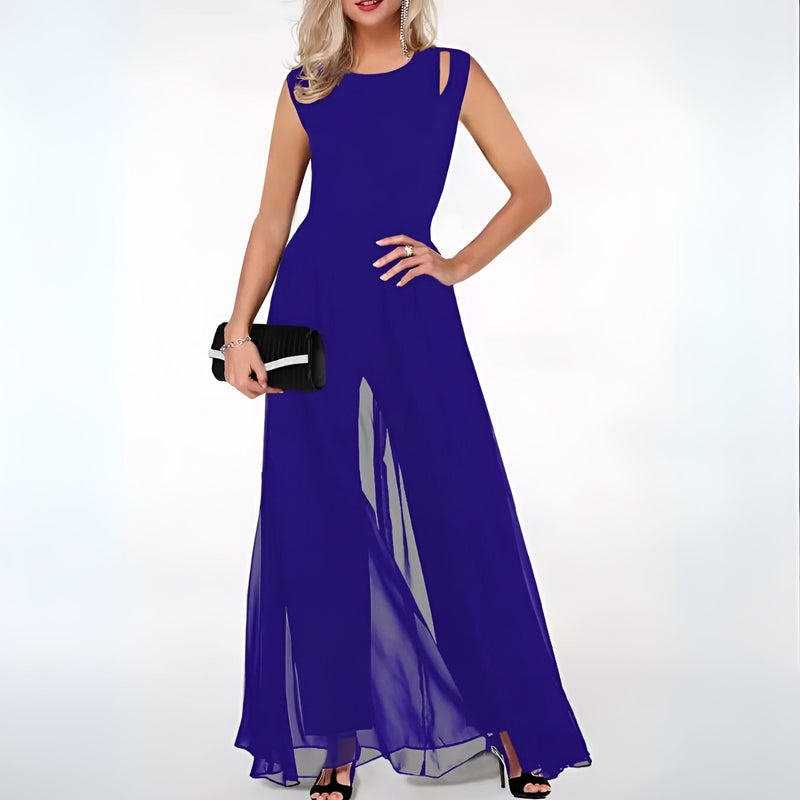 Dam Jumpsuit Klassisk Stil Linne Luftig Design 2