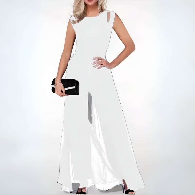 Dam Jumpsuit Klassisk Stil Linne Luftig Design 3