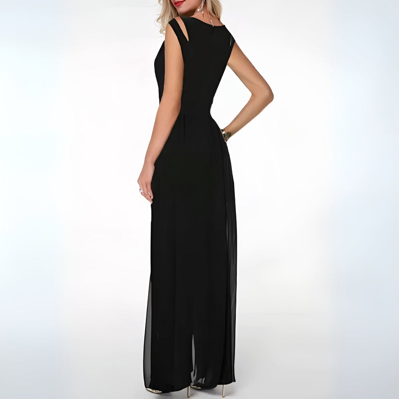 Dam Jumpsuit Klassisk Stil Linne Luftig Design 4