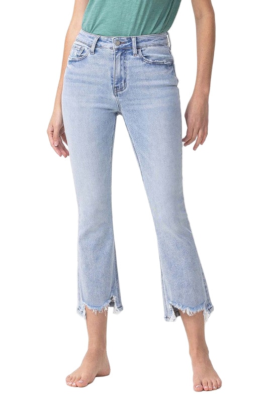 Dam Kick Flare Jeans Hög Midja Ljus Denim 0