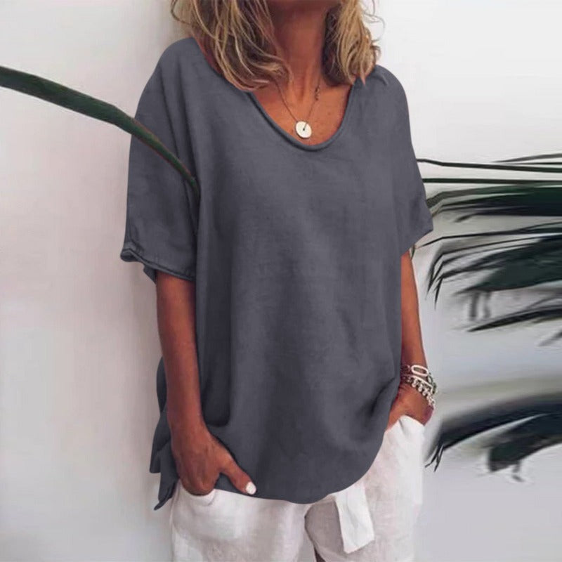 Dam Loose Fit Top Rund Hals Lättviktsmaterial 0