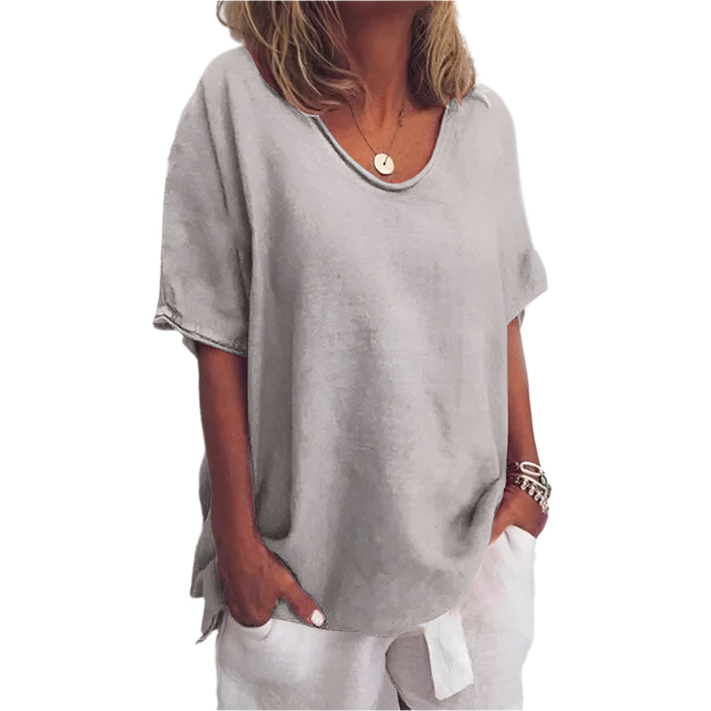 Dam Loose Fit Top Rund Hals Lättviktsmaterial 1