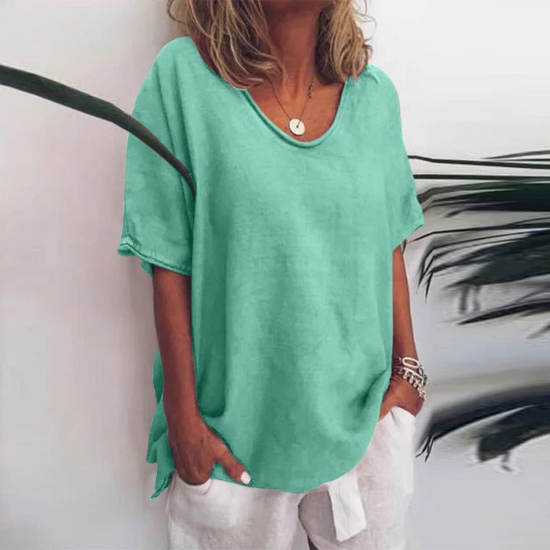 Dam Loose Fit Top Rund Hals Lättviktsmaterial 5