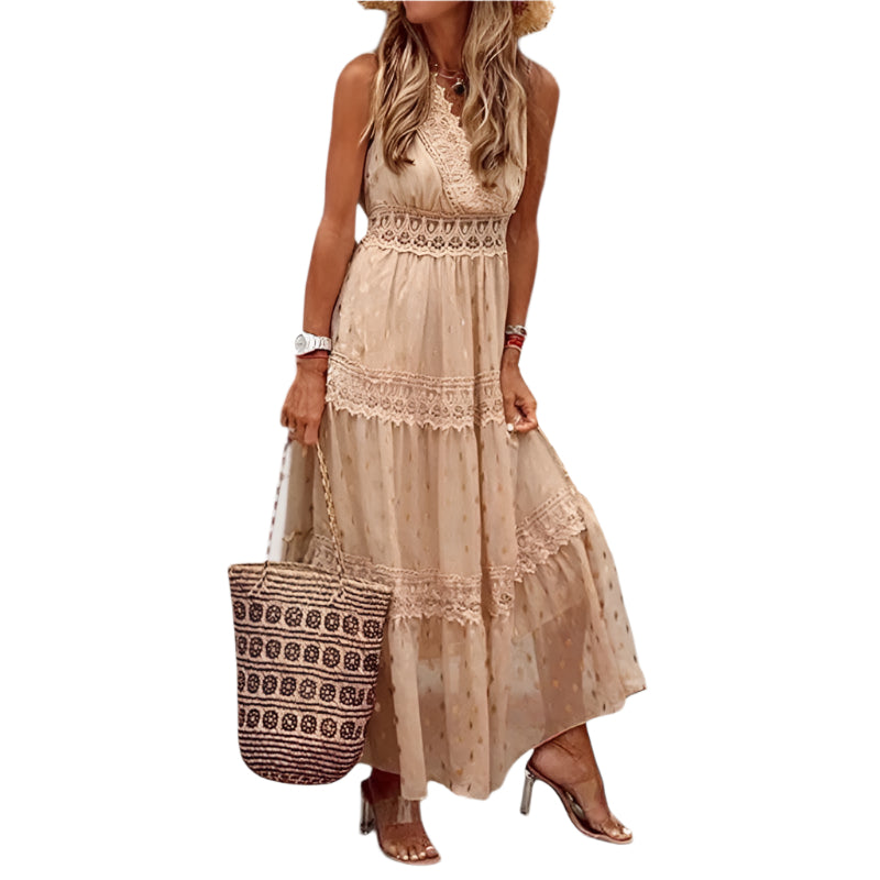 Dam Maxi Klänning Boho Stil Långt 0