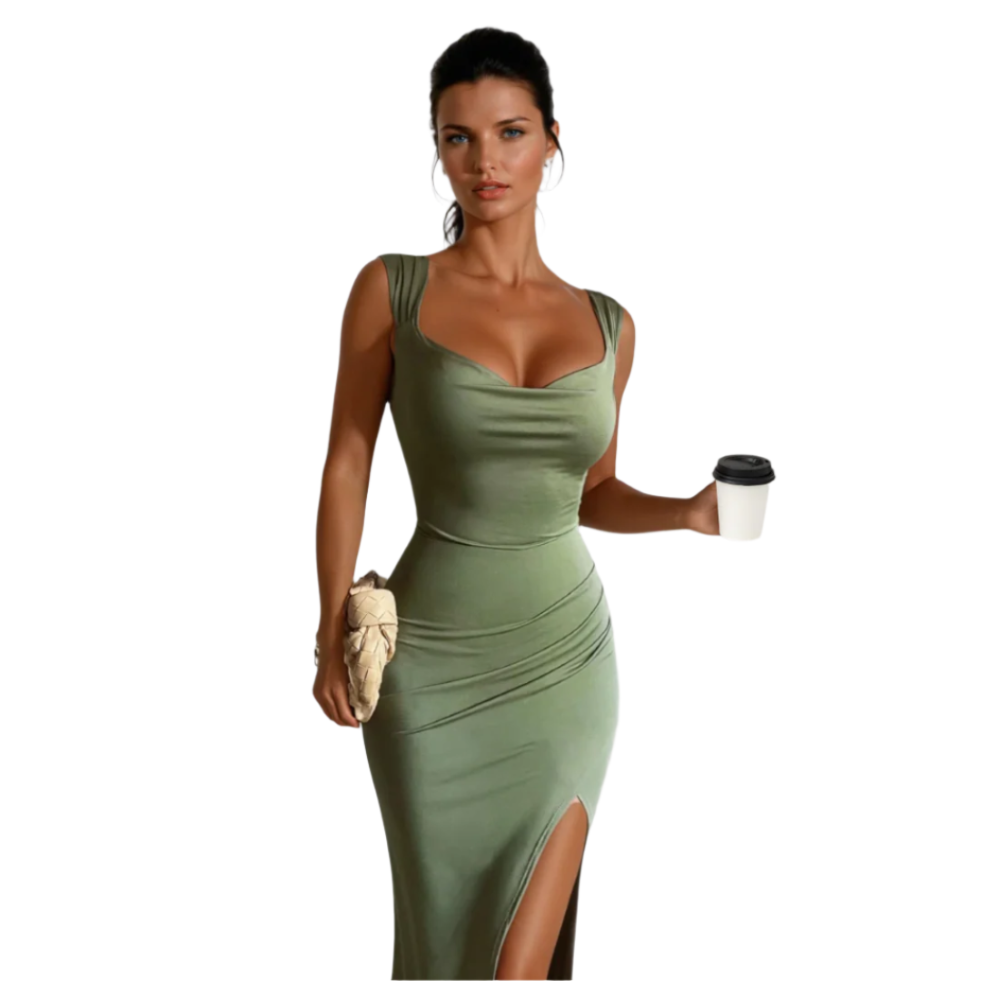 Dam Midi Klänning Med Stilren Knut Detalj Polyester 0