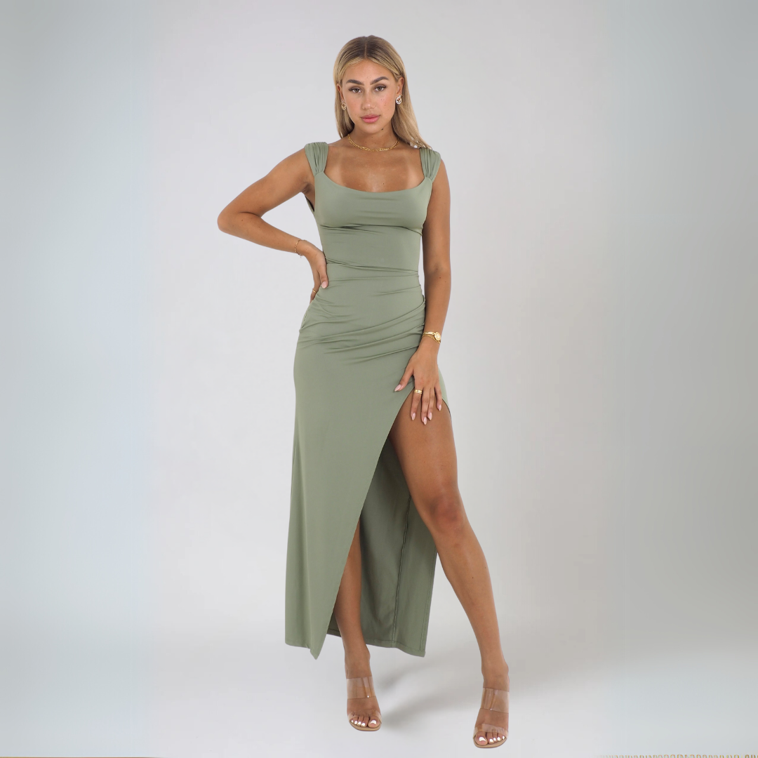 Dam Midi Klänning Med Stilren Knut Detalj Polyester 1