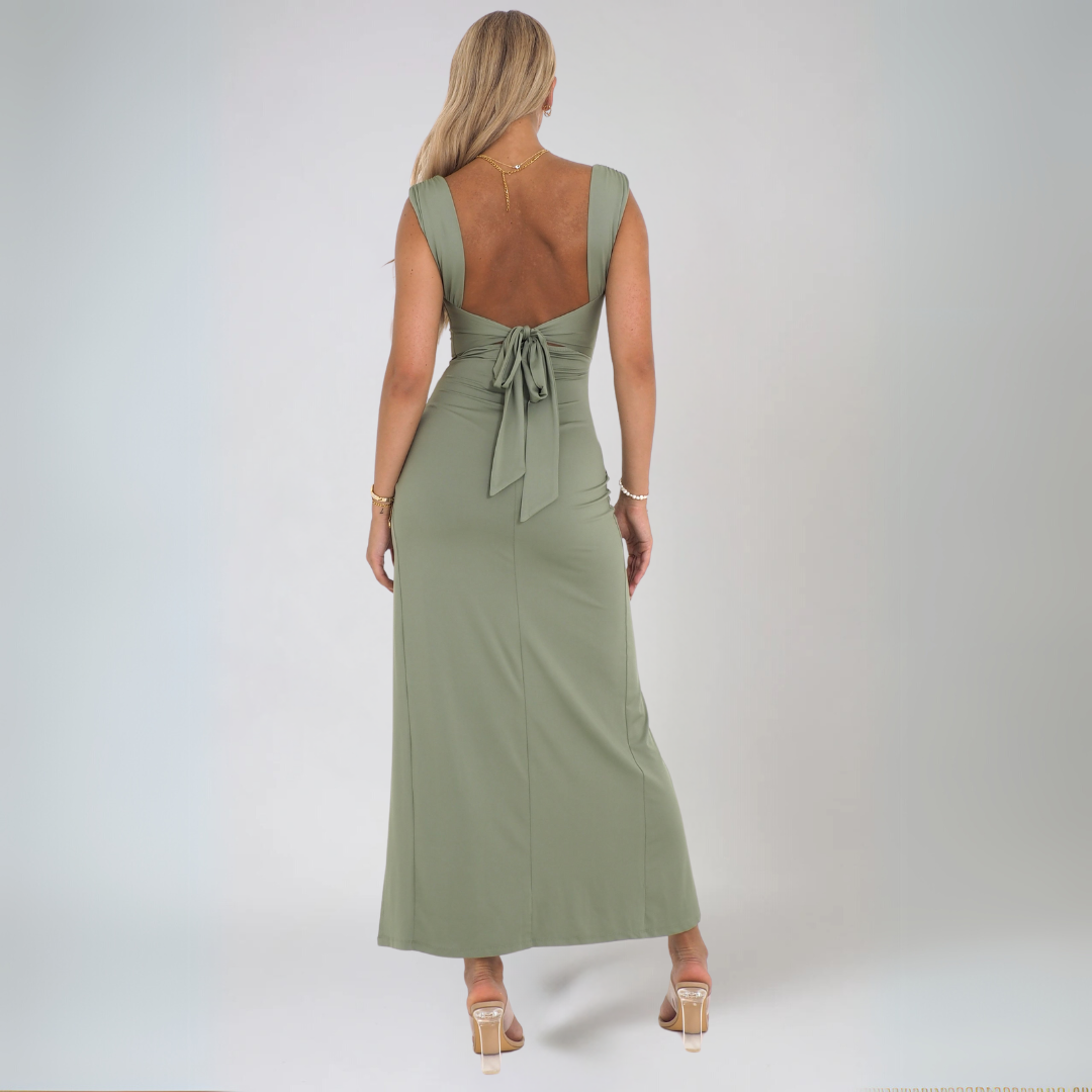 Dam Midi Klänning Med Stilren Knut Detalj Polyester 2