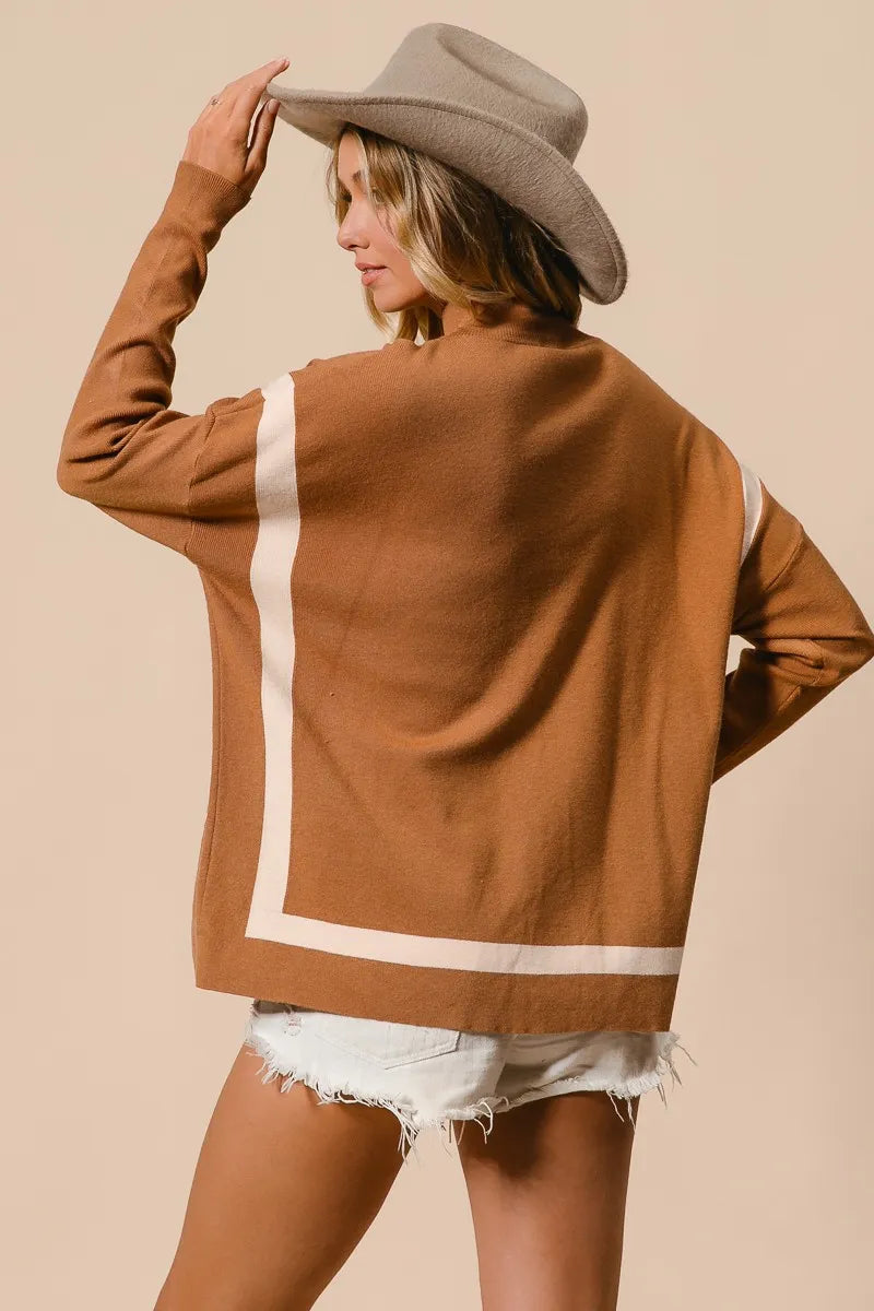 Dam Mock Neck Tröja med Leopardficka 3