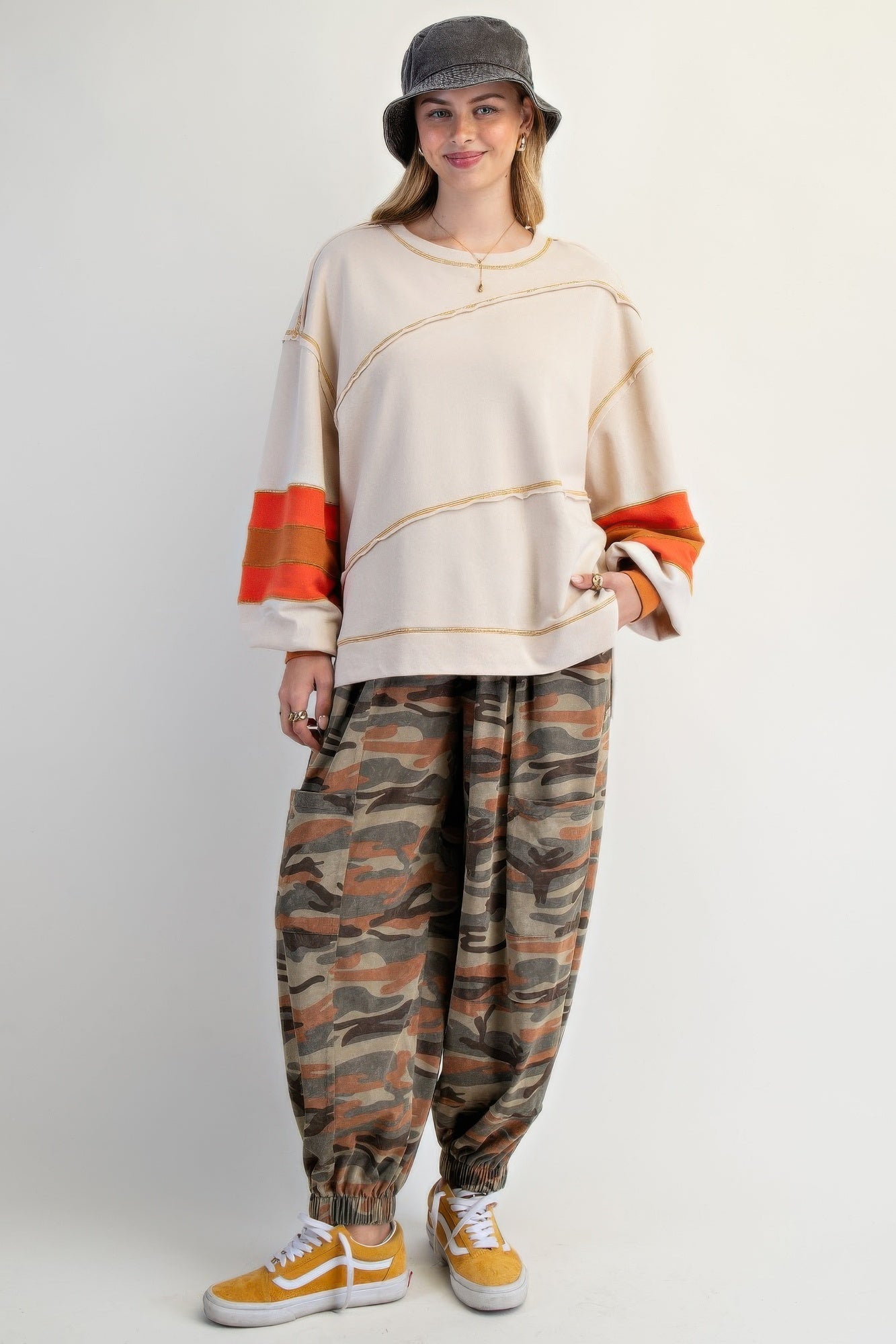 Dam Pullover Broderad Färgmix 100% Bomull 1