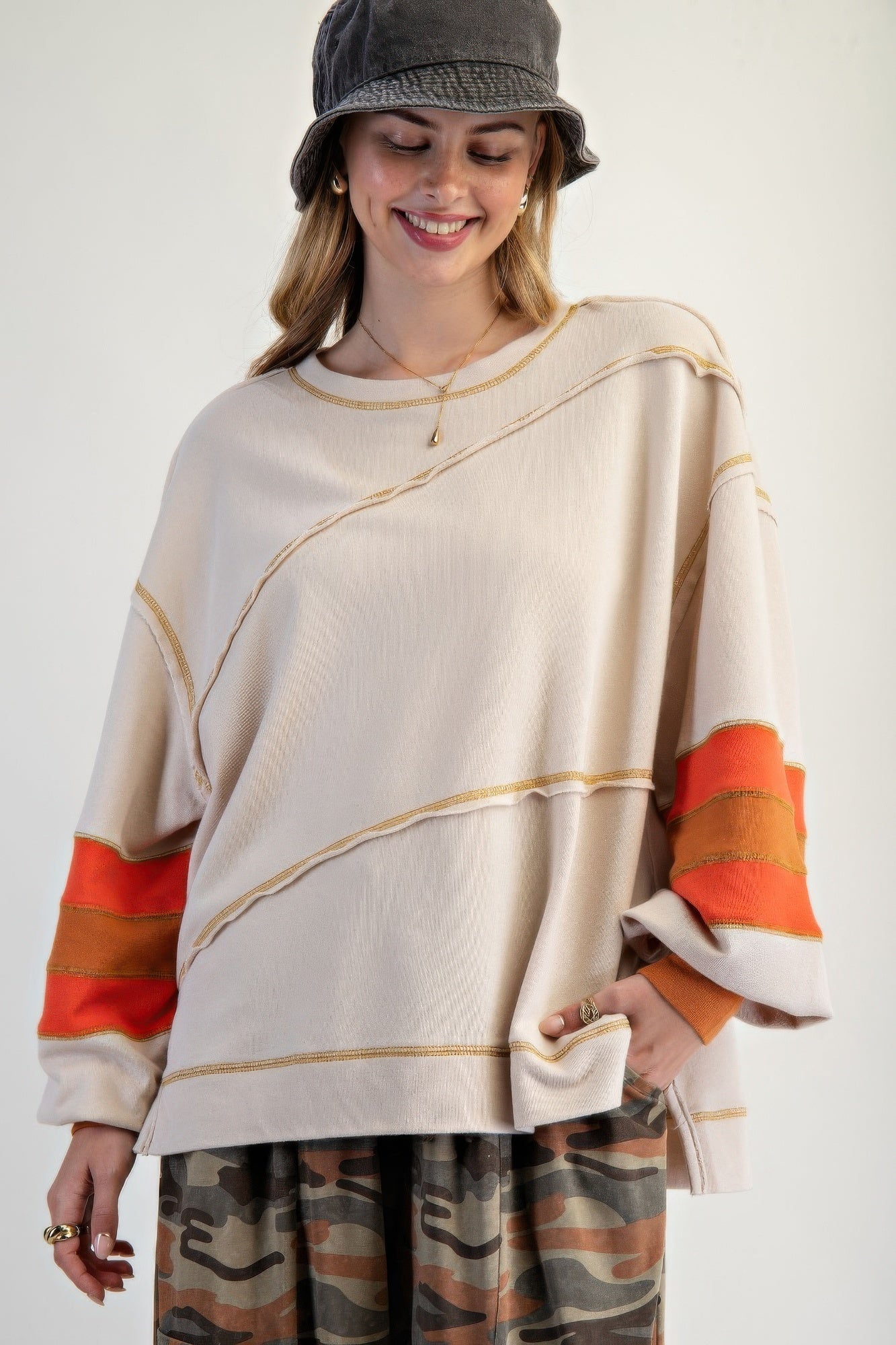 Dam Pullover Broderad Färgmix 100% Bomull 3