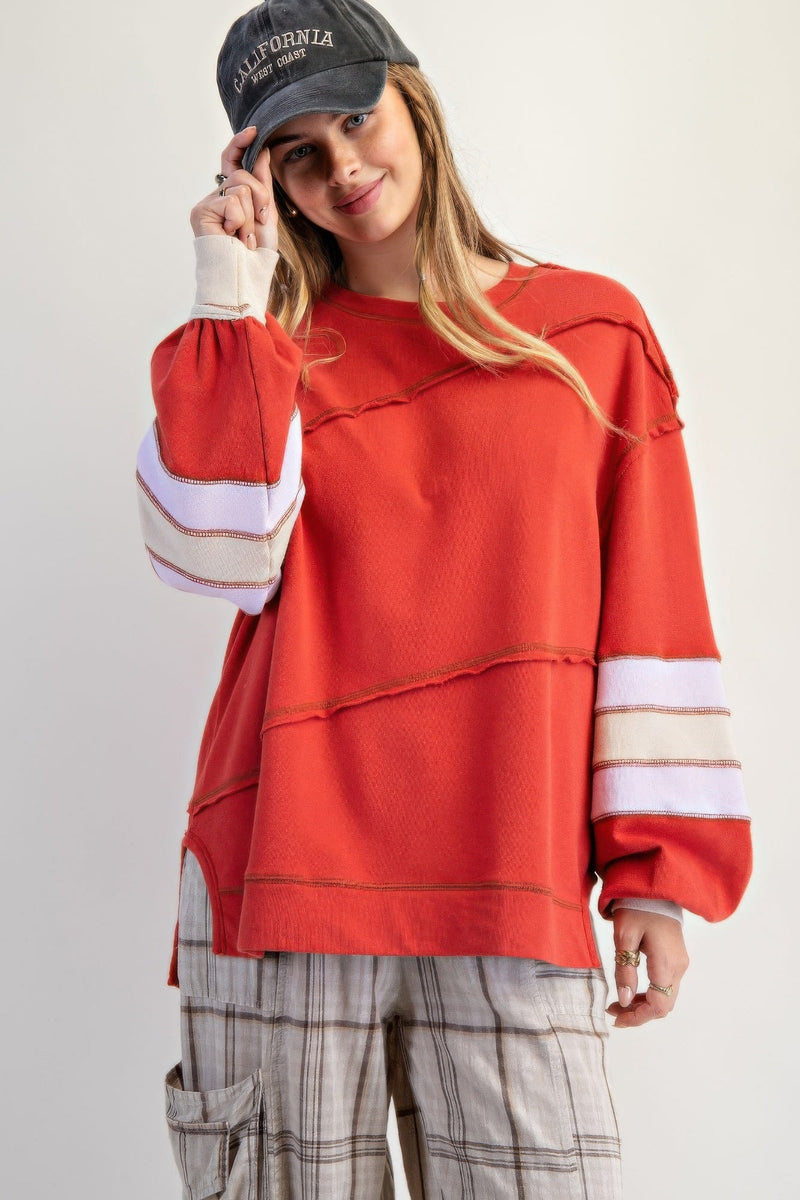 Dam Pullover Broderad Färgmix Bomull 2