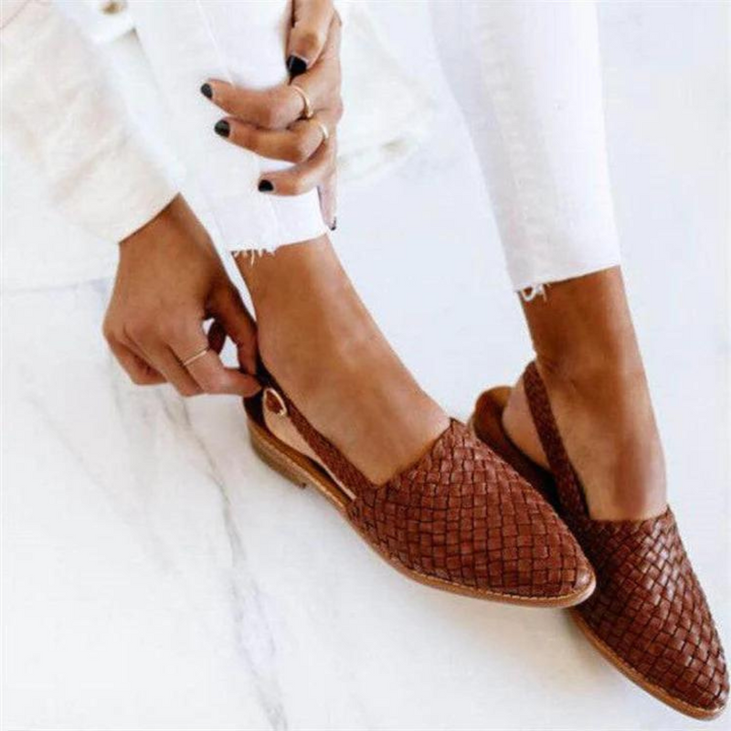 Dam Sandaler Handgjorda Platta Stilren Design 2