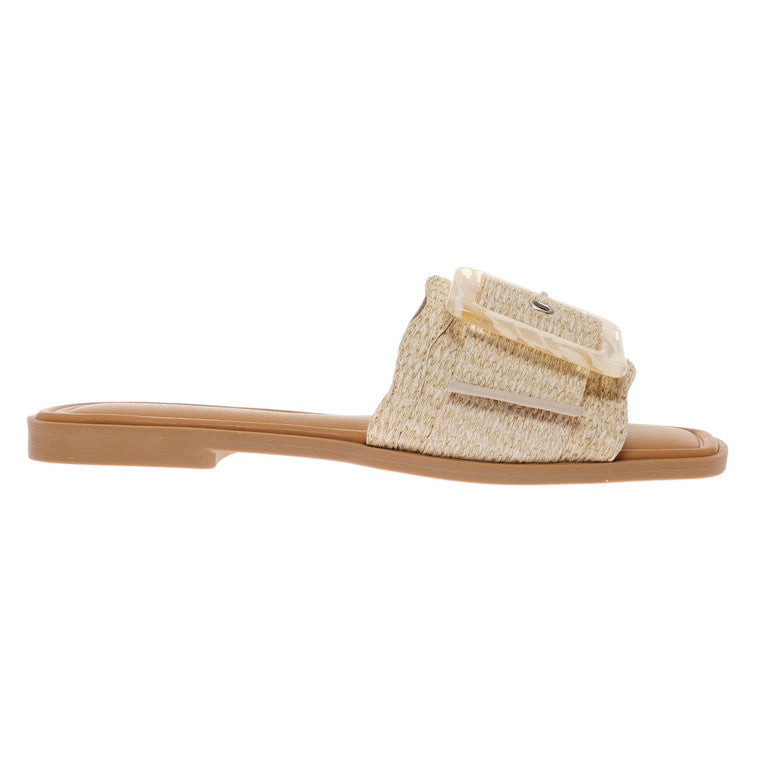 Dam Sandaler Med Spänne Naturligt Material Avslappnad Stil 0