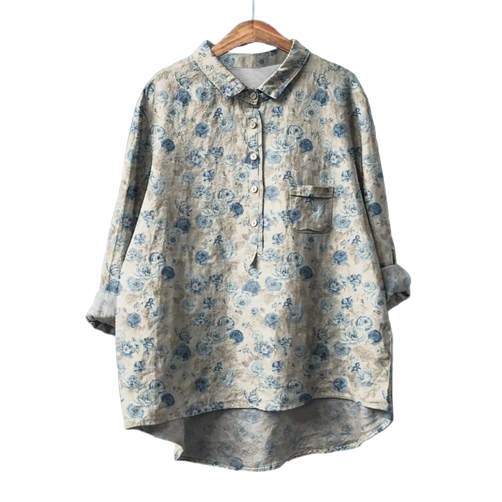 Dam Skjorta Blommönster Skräddarsydd Stil 0