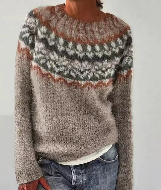 Dam Stickad Tröja Vintage Retro Design Mjuk Fiber 2