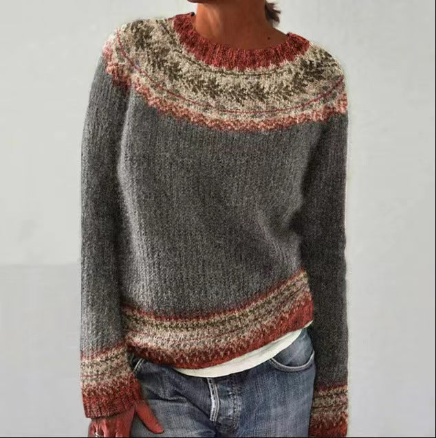 Dam Stickad Tröja Vintage Retro Design Mjuk Fiber 3
