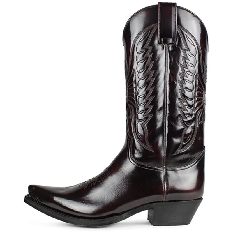 Dam Stövlar Mid-calf Spetsiga Syntetiskt Läder Med Sidodragkedja Western 7