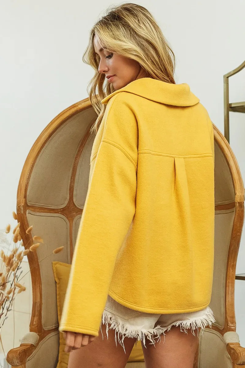 Dam Sweatshirt Fleece med Krage och Fickor 3