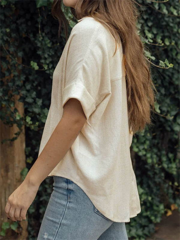 Dam T-shirt Loose Fit Bomull och Linne 2