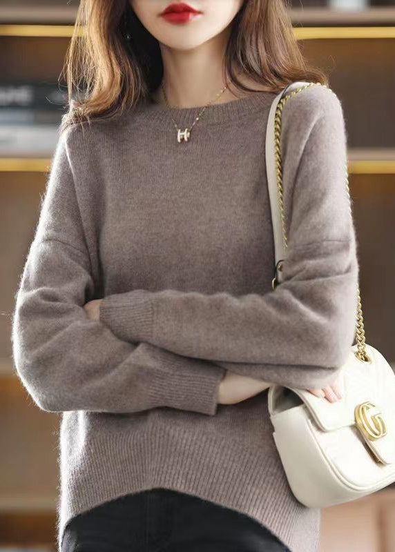 Dam Tjock Patchwork Tröja med O-hals 3