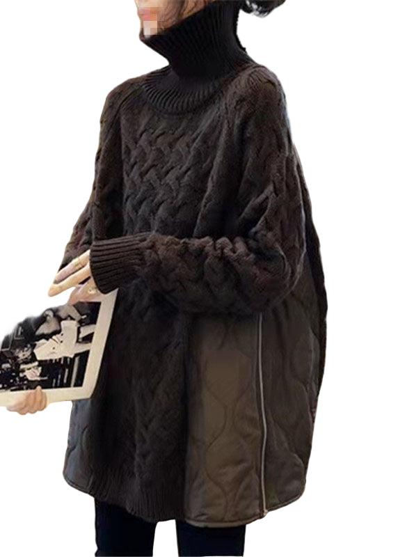 Dam Turtleneck Tröja Patchwork 0