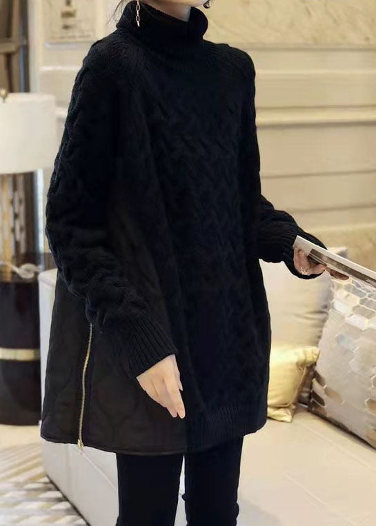 Dam Turtleneck Tröja Patchwork 1