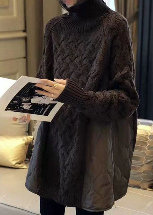 Dam Turtleneck Tröja Patchwork 2