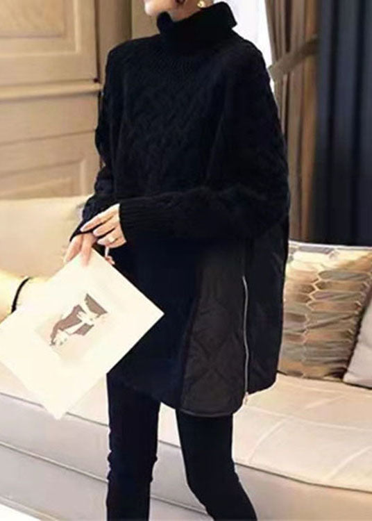 Dam Turtleneck Tröja Patchwork 3