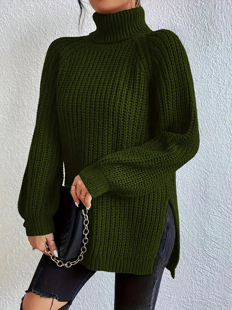 Dam Turtleneck Tröja Stickad Bomull 4