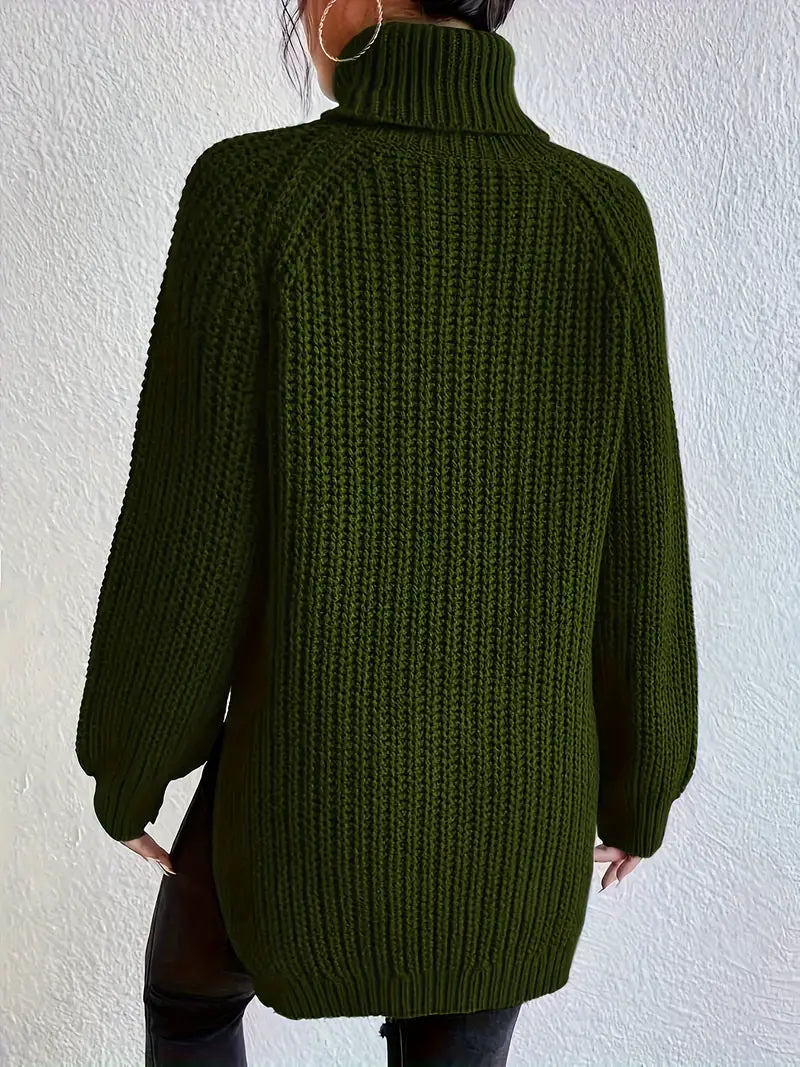 Dam Turtleneck Tröja Stickad Bomull 5