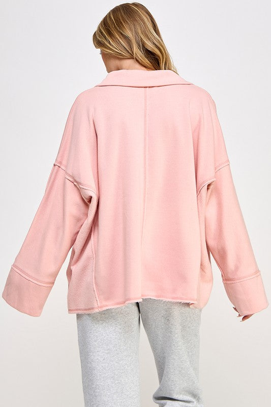 Dam V-Neck Pullover Dolmanärmar 2