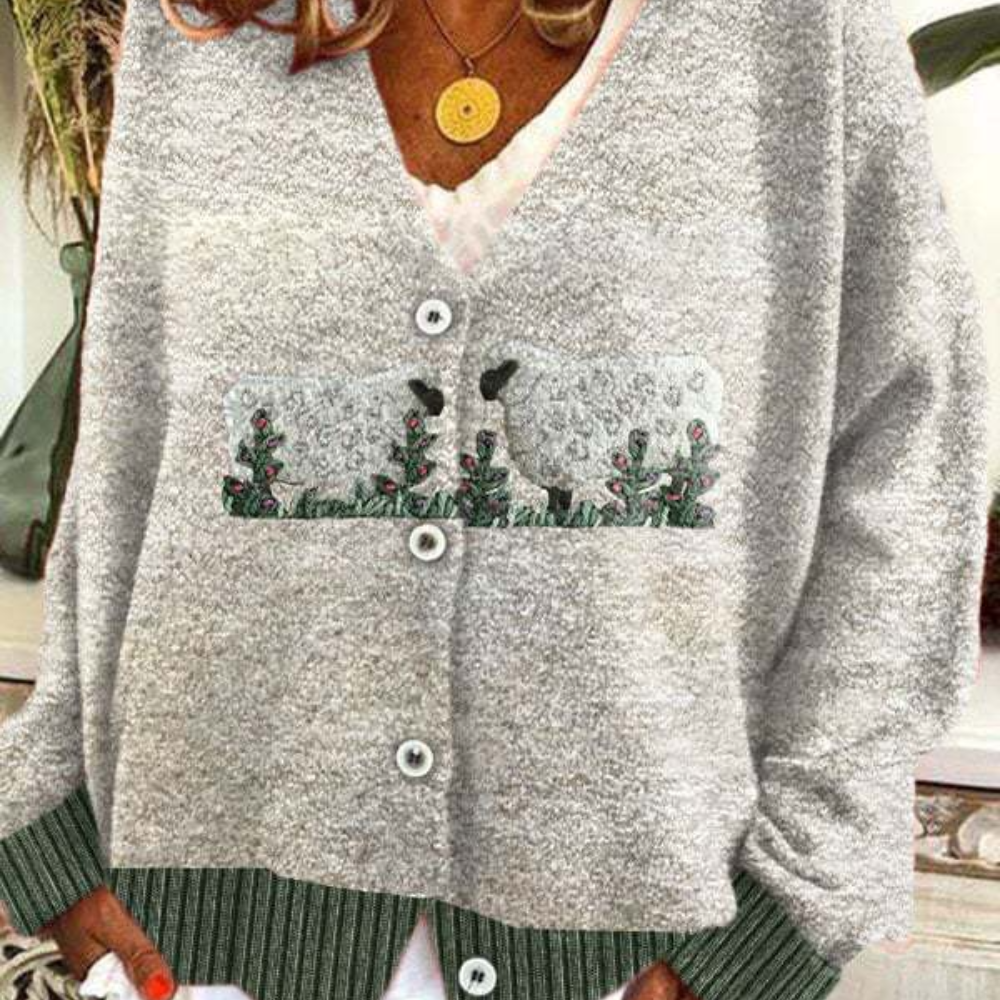Dam Vintage Tröja med Fåremönster 5