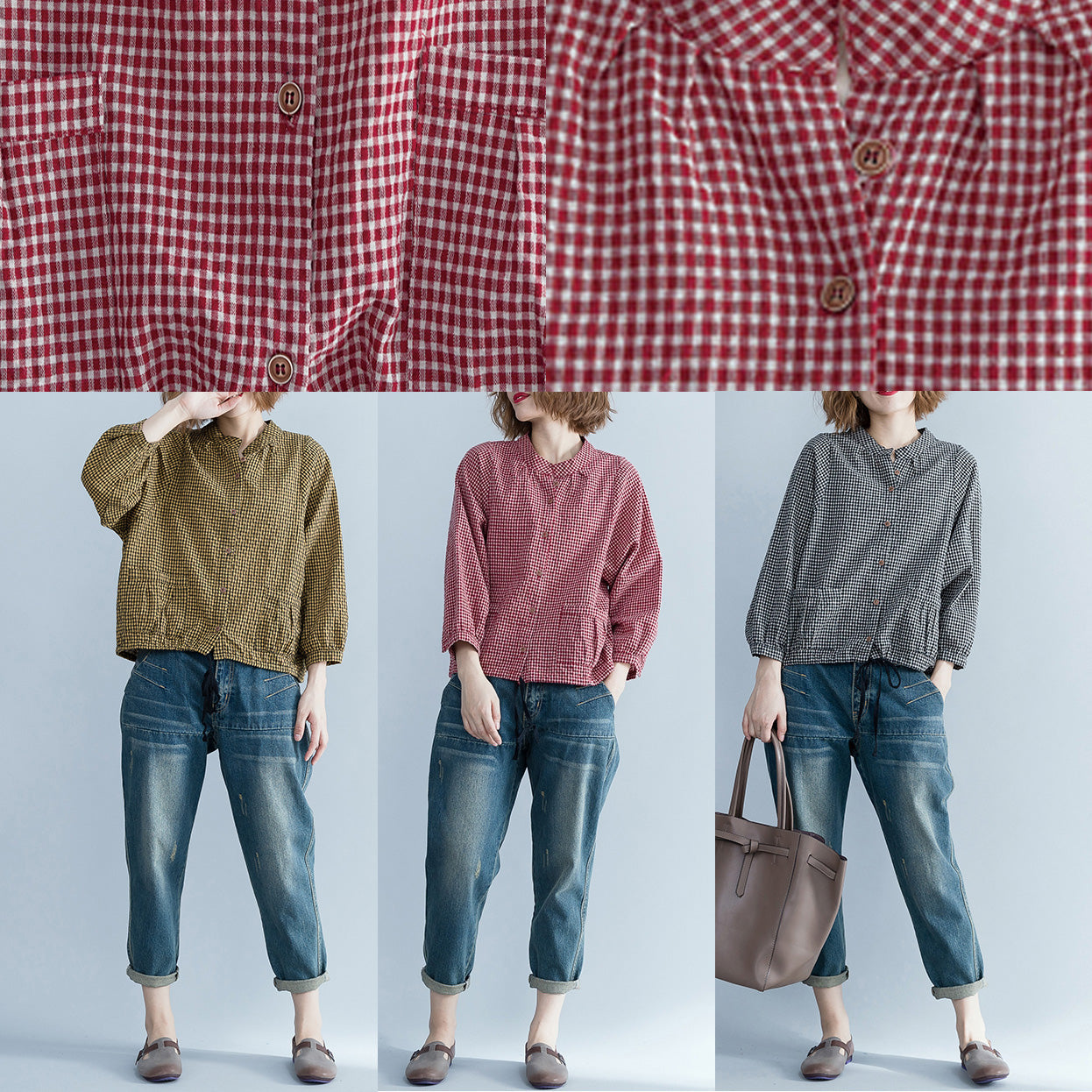 Damblus Långärmad med Plädmönster 4