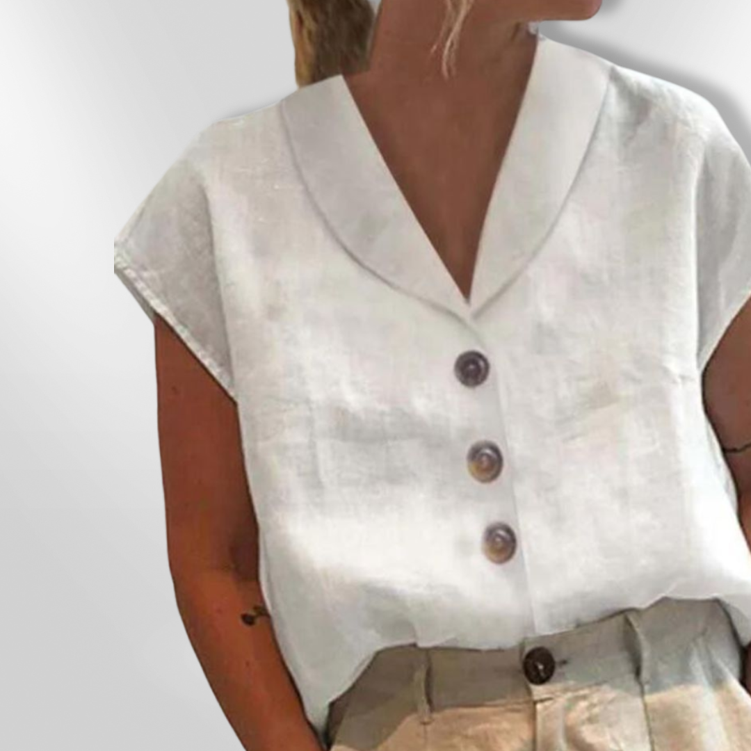 Damblus Vid Krage Stora Knappar Mjuk Tygblandning 1