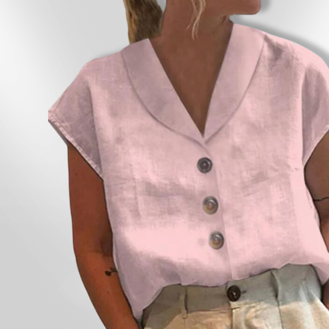 Damblus Vid Krage Stora Knappar Mjuk Tygblandning 2