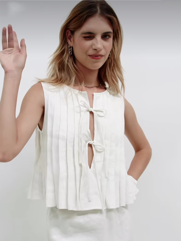 Damblus med Axlar Bomull Linne 8