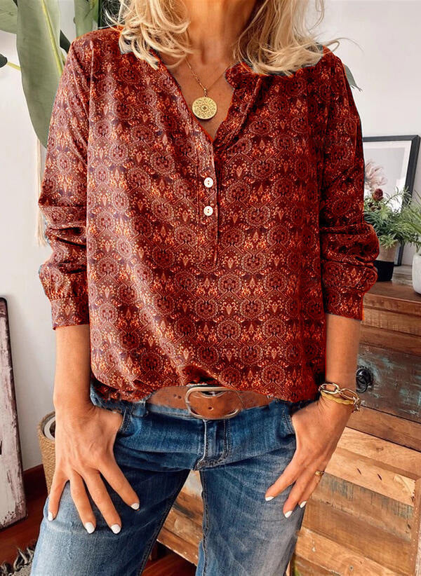 Damblus med allovertryck och cutout-halsringning 1