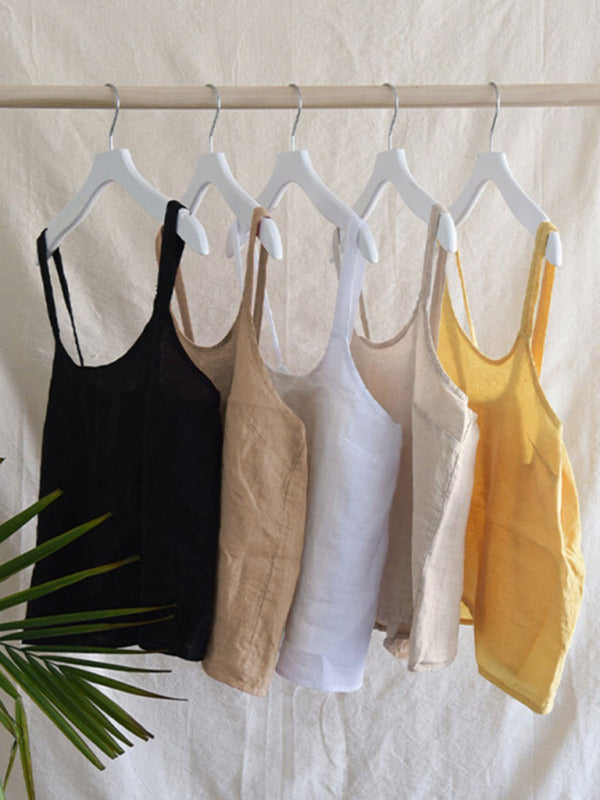 Damens Cropped Top Retro Design i Linne 9