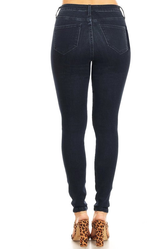 Damens Högmidjade Skinny Jeans Denim 3