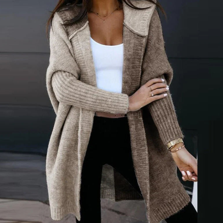 Damens Hooded Cardigan i Ull – Oversized Passform 0