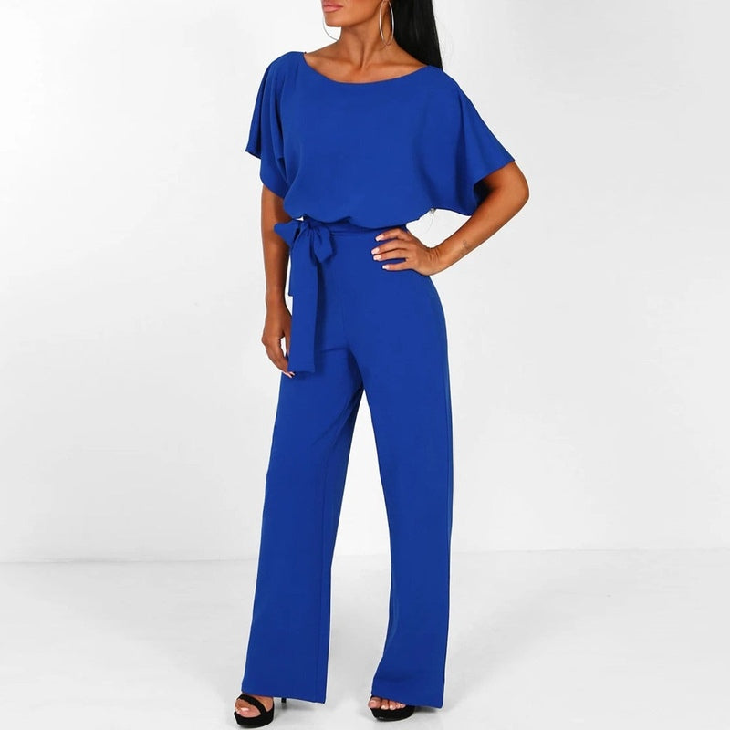 Damens Jumpsuit Med Laced Midja och Vida Ben 3