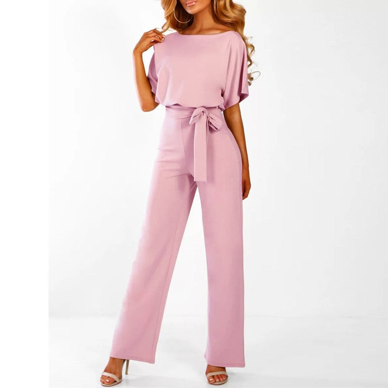 Damens Jumpsuit Med Laced Midja och Vida Ben 6